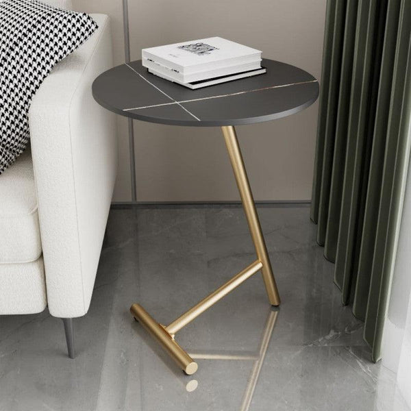 Side Table 36x35x53 cm - Grey & Gold By Alhome - Zrafh.com - Your Destination for Baby & Mother Needs in Saudi Arabia