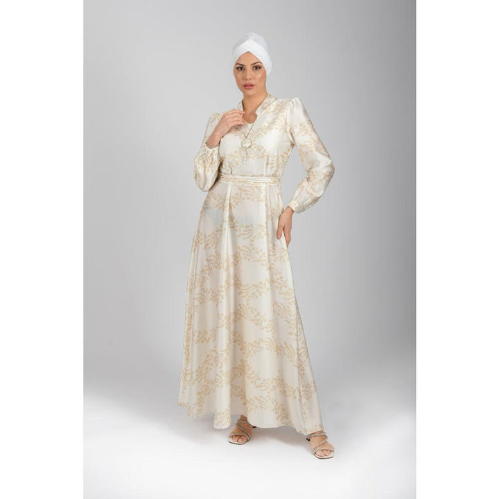 Londonella Women's Long Evening Dress with Long Sleeves - White - 100278 - Zrafh.com - Your Destination for Baby & Mother Needs in Saudi Arabia