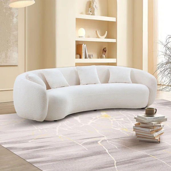 Stylish Beige Boucle 4-Seater Sofa - 250x85x45 cm - Swedish Wood By Alhome - Zrafh.com - Your Destination for Baby & Mother Needs in Saudi Arabia