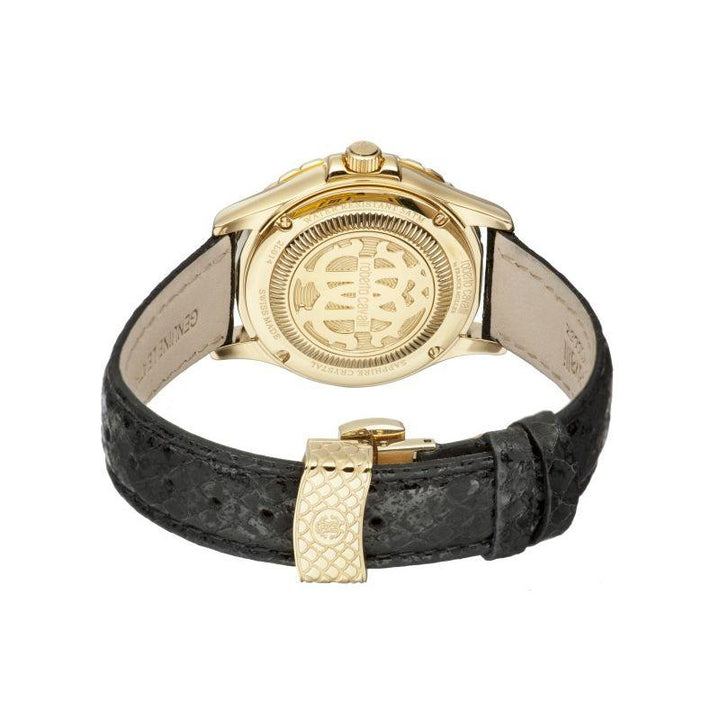 Roberto Cavalli Gold MOP Black Calfskin Leather Ladies Watch - RV2L014L0036 - Zrafh.com - Your Destination for Baby & Mother Needs in Saudi Arabia