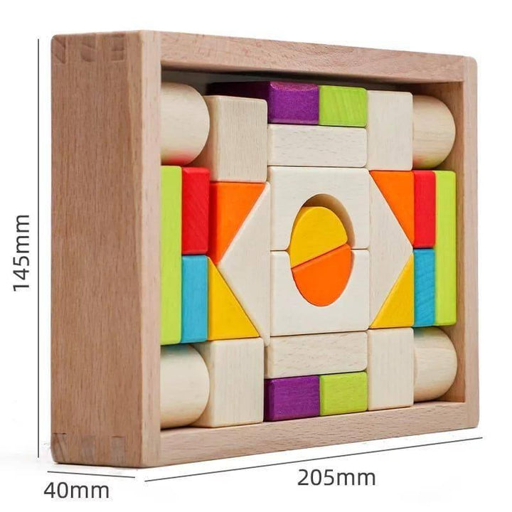 30 Pieces Wooden Building Blocks Shape Recognition Thinking Color Exercise 21x15.2x4.5 cm By Baby Love - 33-2248 - ZRAFH