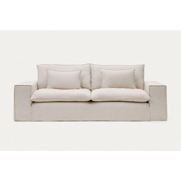 Beige Suede Wood 3-Seater Sofa - Size: 220x85x85, Material: Velvet By Alhome - Zrafh.com - Your Destination for Baby & Mother Needs in Saudi Arabia