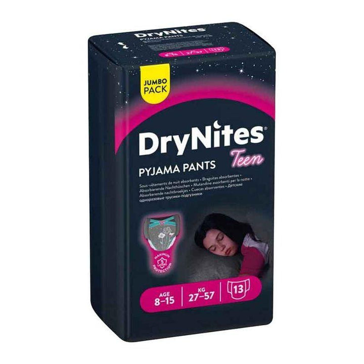 Huggies Drynites Pyjama, 8-15 Years, Girl, 27-57 Kg, 13 Bed Wetting Diaper Pants - Zrafh.com - Your Destination for Baby & Mother Needs in Saudi Arabia