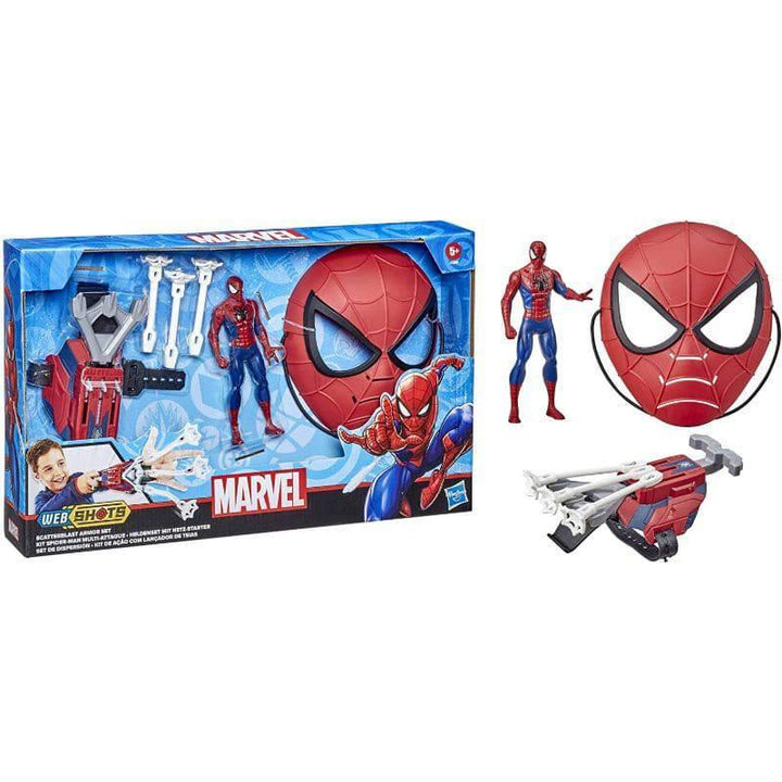 Spider-Man Web Shots Scatterblast Armor Set Toy Launch 3 Web Projectiles From Marvel Classic Red - 40.6x25.4x6.4 cm - F1396 - ZRAFH