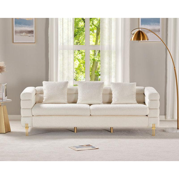 Subtle Sophistication: 3-Seater Bouclé Sofa in Elegant Beige By Alhome - Zrafh.com - Your Destination for Baby & Mother Needs in Saudi Arabia