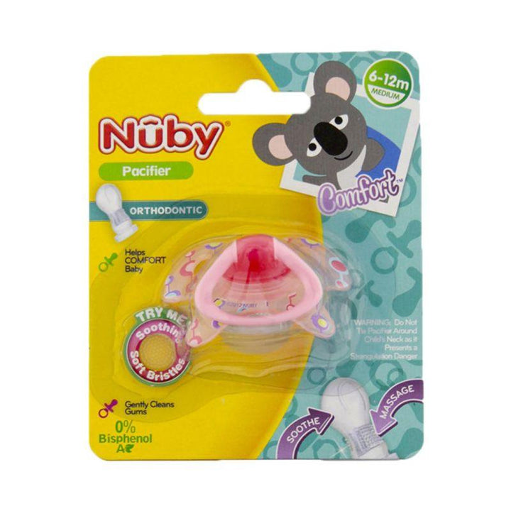 Nuby 1 Pk Nuby Ortho Glow in the Dark Pacifier with Handle and Ortho Silicone Nubs/Baglet w/ PP Hygenic Cover Blue - ZRAFH