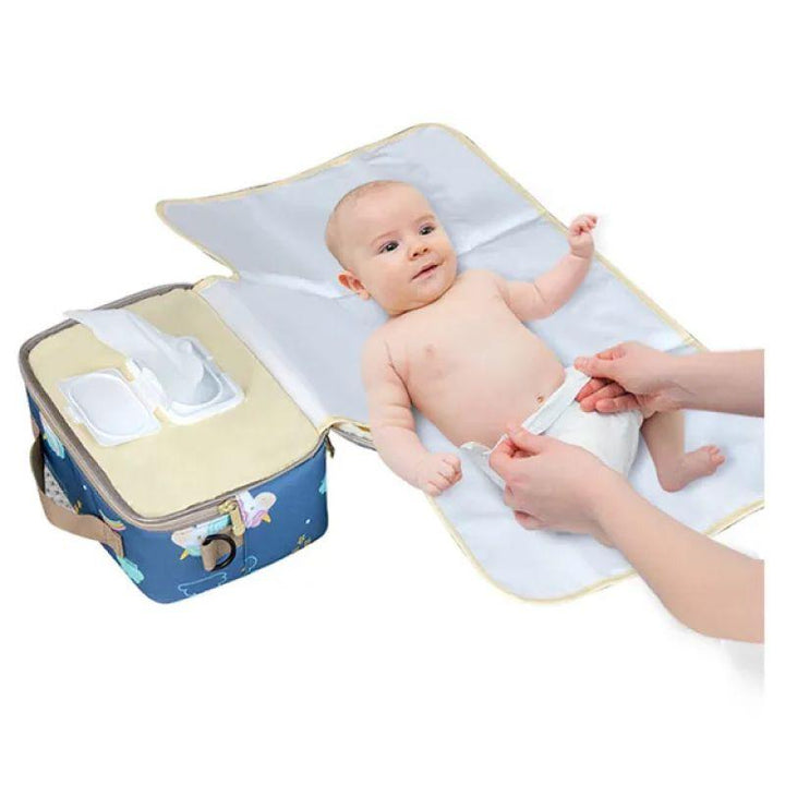 Sunveno Diaper Changing Clutch With Mat - Blue Unicorn - Zrafh.com - Your Destination for Baby & Mother Needs in Saudi Arabia