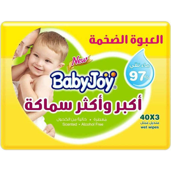 BabyJoy Thick and Large Wet Wipes Scented - 40Ã—3 Wipes - ZRAFH
