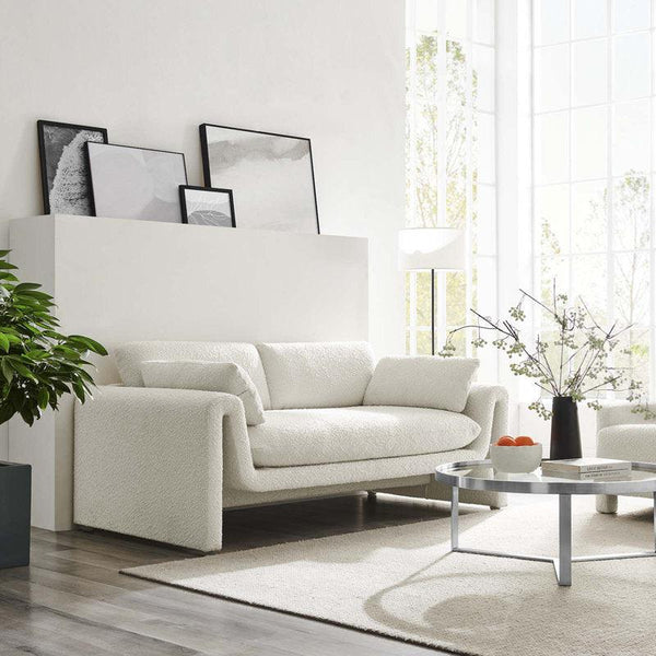 Tranquil Comfort: 3-Seater Bouclé Sofa in Beige By Alhome - Zrafh.com - Your Destination for Baby & Mother Needs in Saudi Arabia