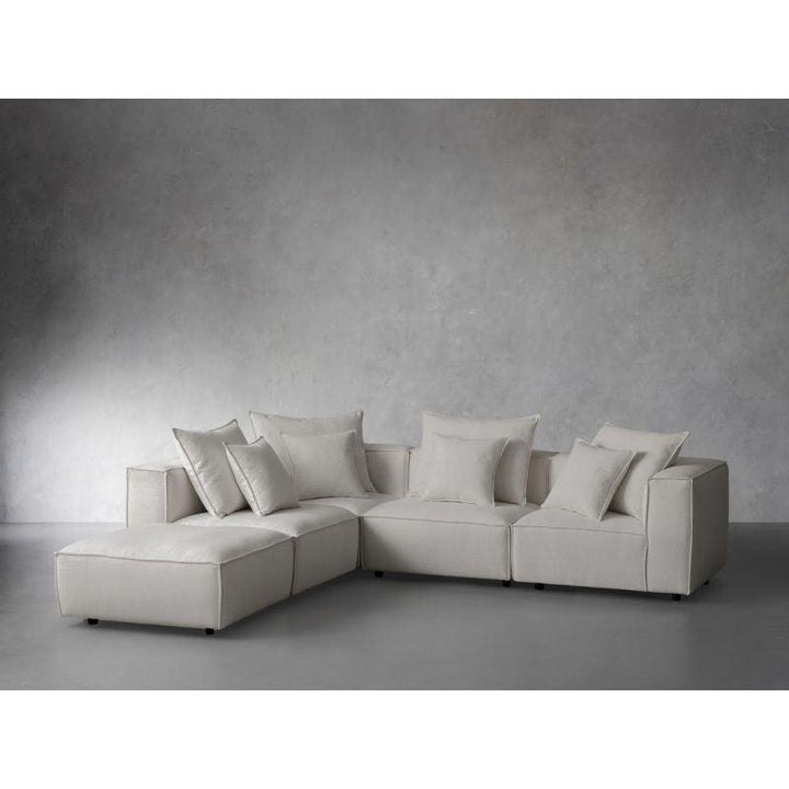 Velvet Corner Sofa - White - 280x280x85 cm - By Alhome - Zrafh.com - Your Destination for Baby & Mother Needs in Saudi Arabia