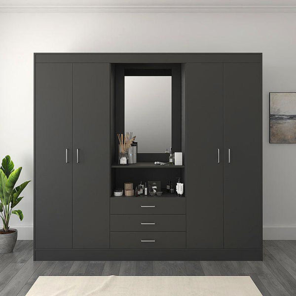 Wardrobe with Black Dresser By Alhome - Zrafh.com - Your Destination for Baby & Mother Needs in Saudi Arabia