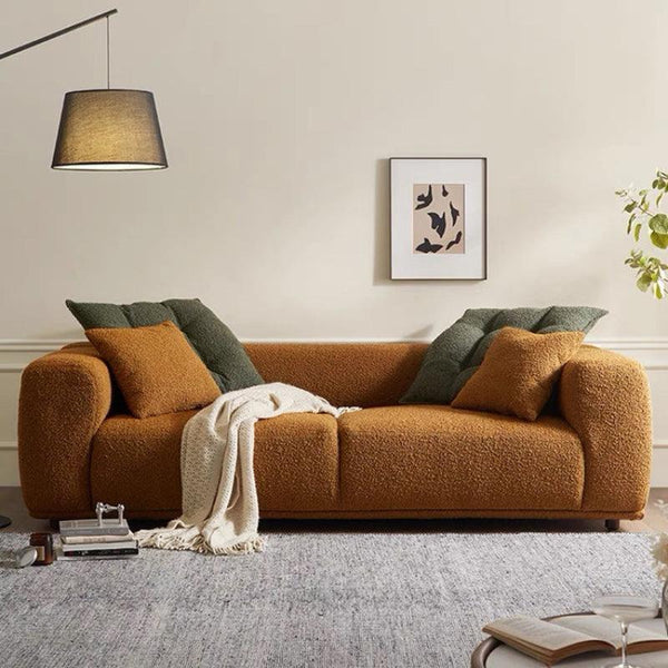 Bouclé 3-Seater Sofa in Rich Camel By Alhome - Zrafh.com - Your Destination for Baby & Mother Needs in Saudi Arabia