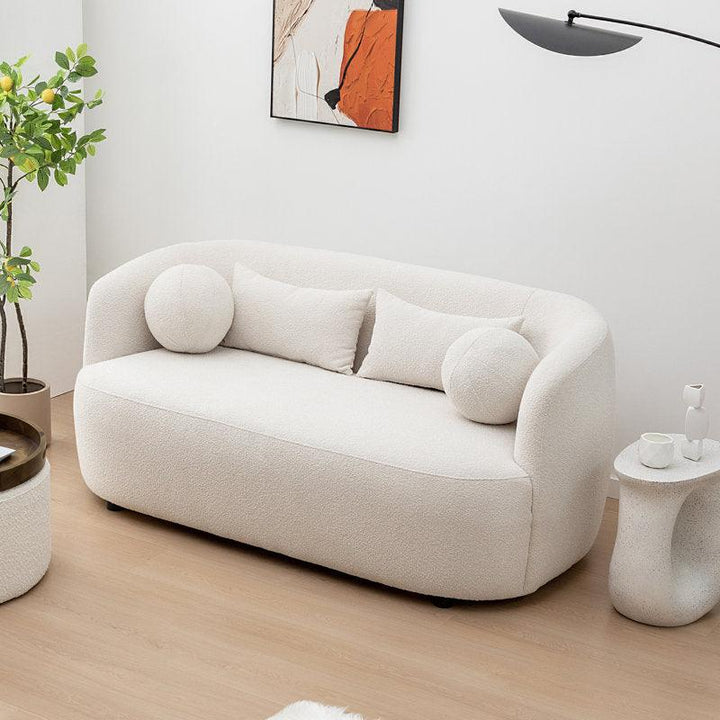 Sculpted Comfort: 3-Seater Bouclé Sofa in Beige By Alhome - Zrafh.com - Your Destination for Baby & Mother Needs in Saudi Arabia