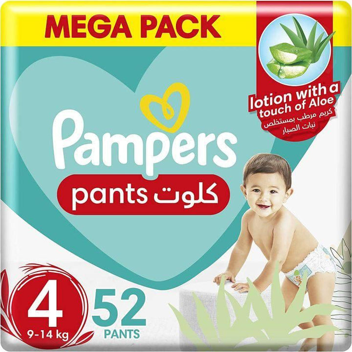 Pampers Baby Diapers Pants Mega Pack Size 4 - 9-14 KG 52 Diapers - ZRAFH