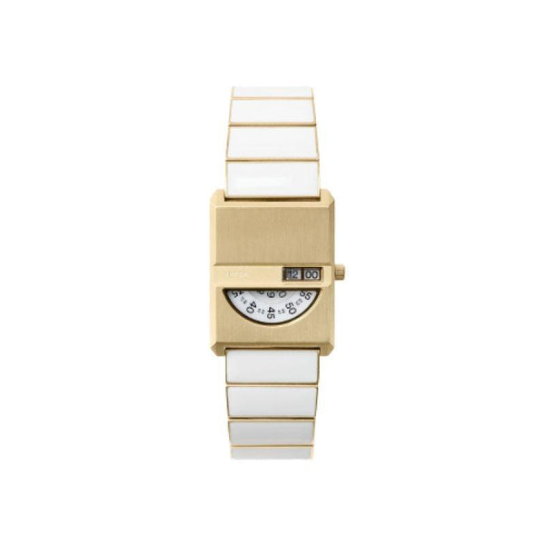 Breda Pulse Tandem Watch with Metal Bracelet - 26 mm - Gold and White - 1747a - Zrafh.com - Your Destination for Baby & Mother Needs in Saudi Arabia