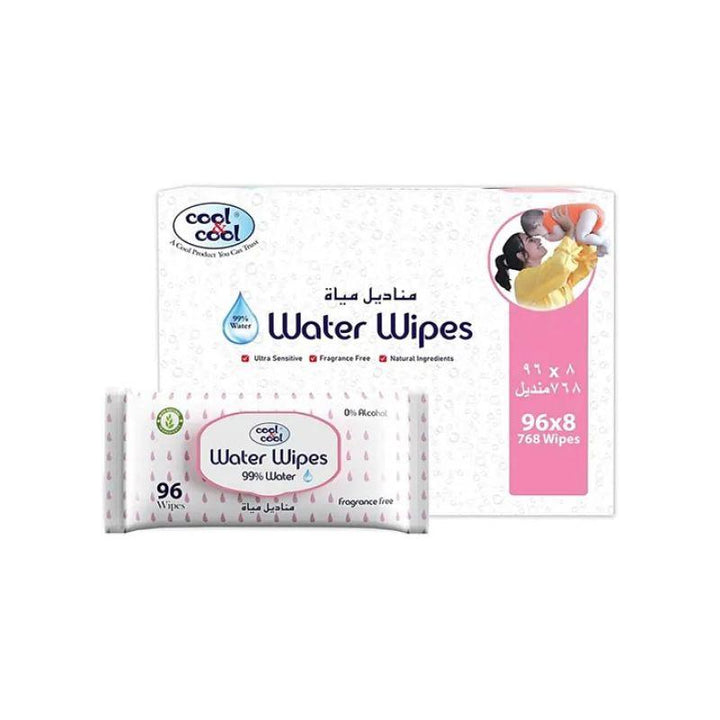 Cool & Cool Water Wipes - 96 Pieces - Zrafh.com - Your Destination for Baby & Mother Needs in Saudi Arabia