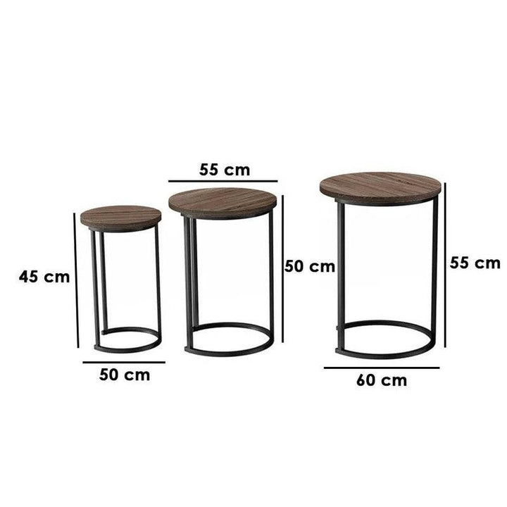 Side Table Set 3 Pieces - Brown By Alhome - Zrafh.com - Your Destination for Baby & Mother Needs in Saudi Arabia