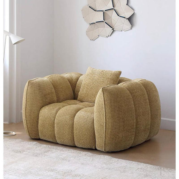 Beige Bouclé Chair with Matching Pouf By Alhome - 110111485 - Zrafh.com - Your Destination for Baby & Mother Needs in Saudi Arabia
