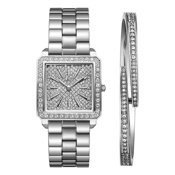 JBW Cristal Set 12 Diamonds Stainless Steel Women's Watch With Bangle - 28MM - Zrafh.com - Your Destination for Baby & Mother Needs in Saudi Arabia