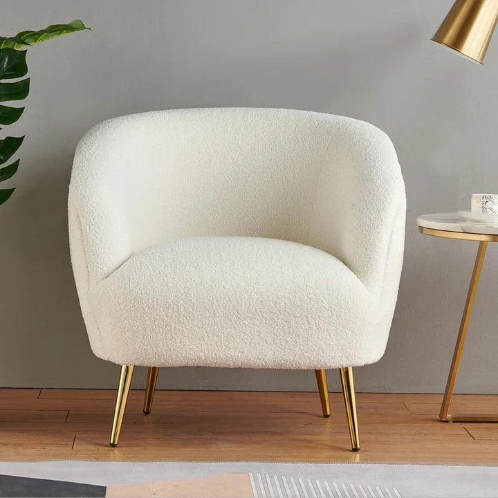 Serene Simplicity: White Bouclé Chair for Elegant Comfort By Alhome - Zrafh.com - Your Destination for Baby & Mother Needs in Saudi Arabia