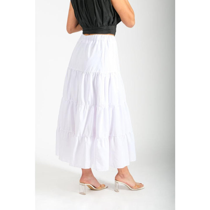 Londonella Women 's Summer High Waist Pleated Flowy Tiered Long Skirt - White - 100200 - Zrafh.com - Your Destination for Baby & Mother Needs in Saudi Arabia