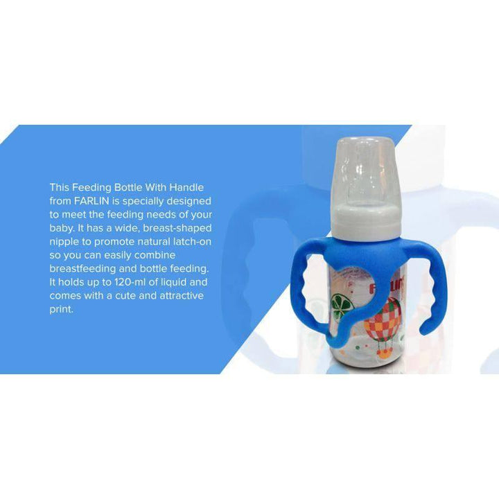 Farlin Baby Feeding Bottle With Handle 120 ml - Blue - ZRAFH