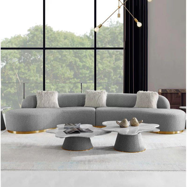 Grand Gray Boucle 5-Seater Sofa - 350x85x45 cm - Swedish Wood By Alhome - Zrafh.com - Your Destination for Baby & Mother Needs in Saudi Arabia