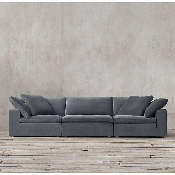 Luxurious Gray Velvet 3-Seater Sofa - 250x90x45 cm - Swedish Wood By Alhome - 110110958 - Zrafh.com - Your Destination for Baby & Mother Needs in Saudi Arabia