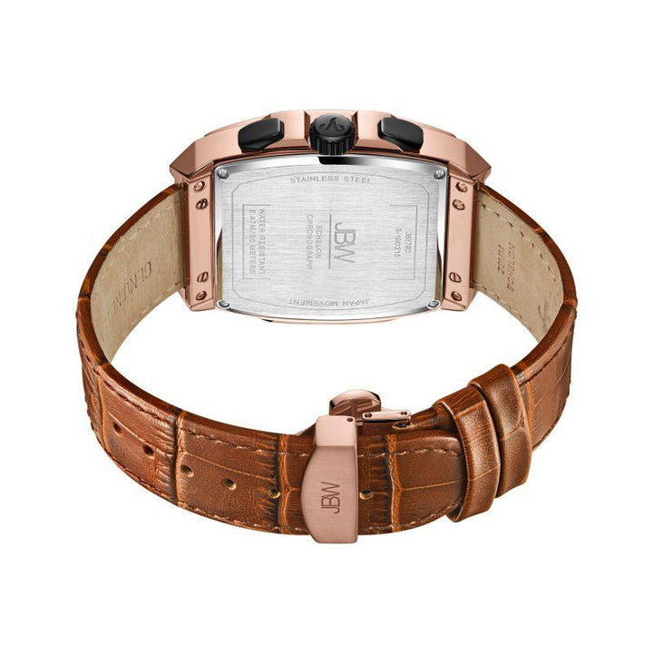 Jbw Luxury Echelon Watch With Leather Band 0.28 Ctw Diamond Wrist Men's Watch - Brown - J6379 - Zrafh.com - Your Destination for Baby & Mother Needs in Saudi Arabia