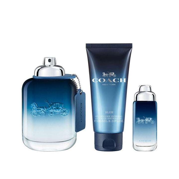 Coach Blue Set For Men - 3 Pieces (Eau De Toilette 100 ml + Eau De Toilette 15 ml + All Over Shower Gel 100 ml) - Zrafh.com - Your Destination for Baby & Mother Needs in Saudi Arabia