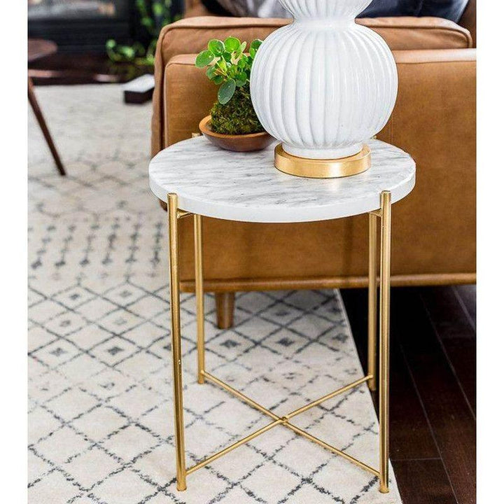 Sleek Marble Essence: Classic Side Table By Alhome - Zrafh.com - Your Destination for Baby & Mother Needs in Saudi Arabia