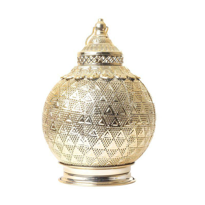 Steel Ramadan Lantern With Led Light With Sound - Gold - 27X17X17 Cm - By Family Ship - Zrafh.com - Your Destination for Baby & Mother Needs in Saudi Arabia