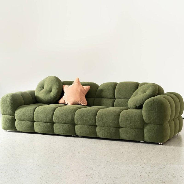 Nature's Harmony: 3-Seater Bouclé Sofa in Tranquil Green By Alhome - Zrafh.com - Your Destination for Baby & Mother Needs in Saudi Arabia