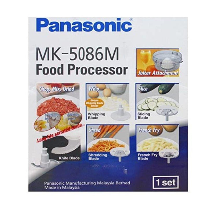 Panasonic 6 in 1 Food Processor - 240W - White - MK-5086MWTZ - TKNOGY